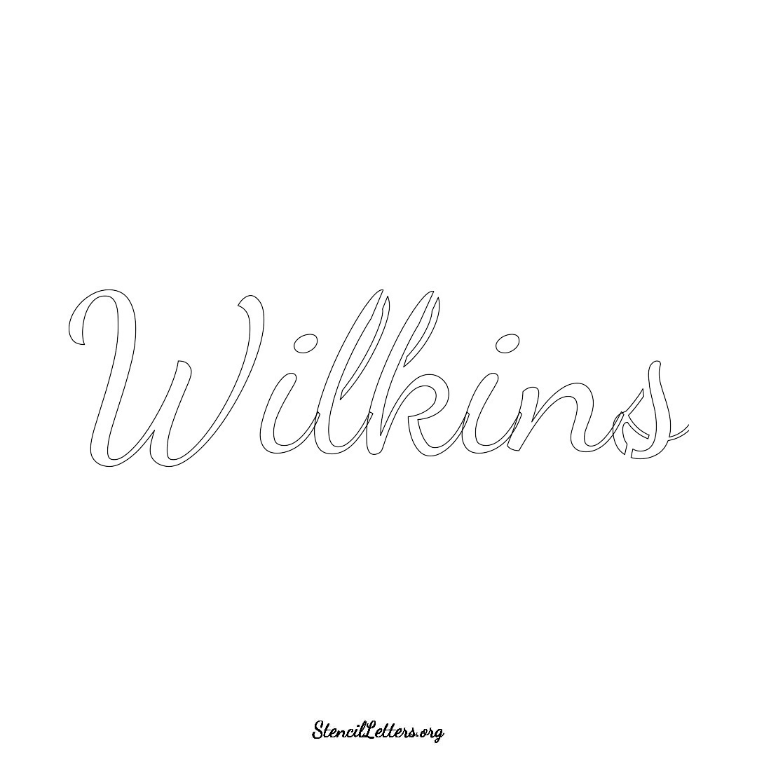 Wilkins name stencil in Cursive Script Lettering