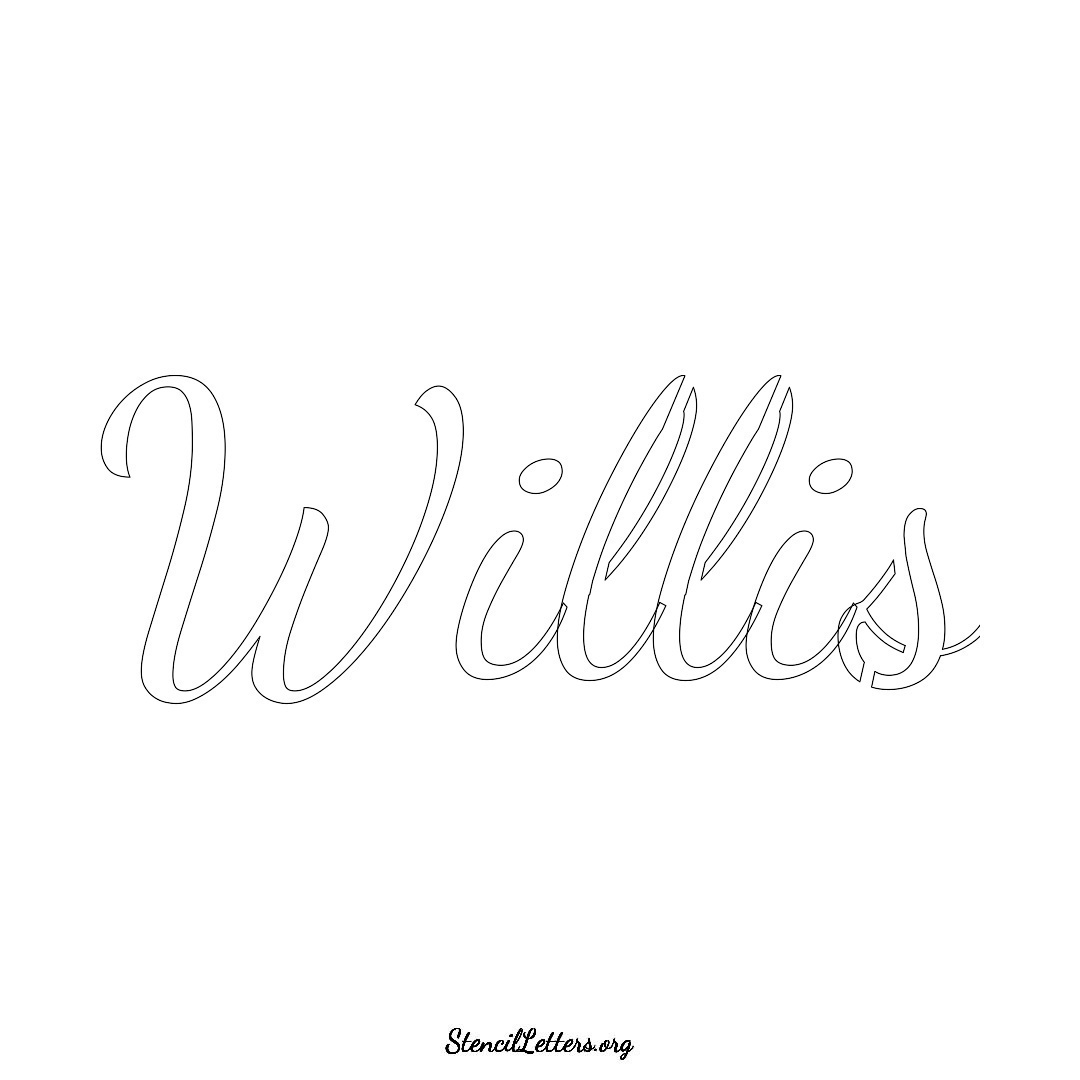 Willis name stencil in Cursive Script Lettering