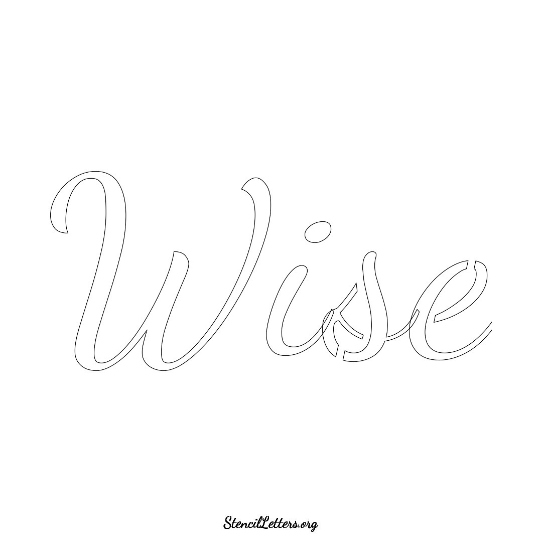 Wise name stencil in Cursive Script Lettering