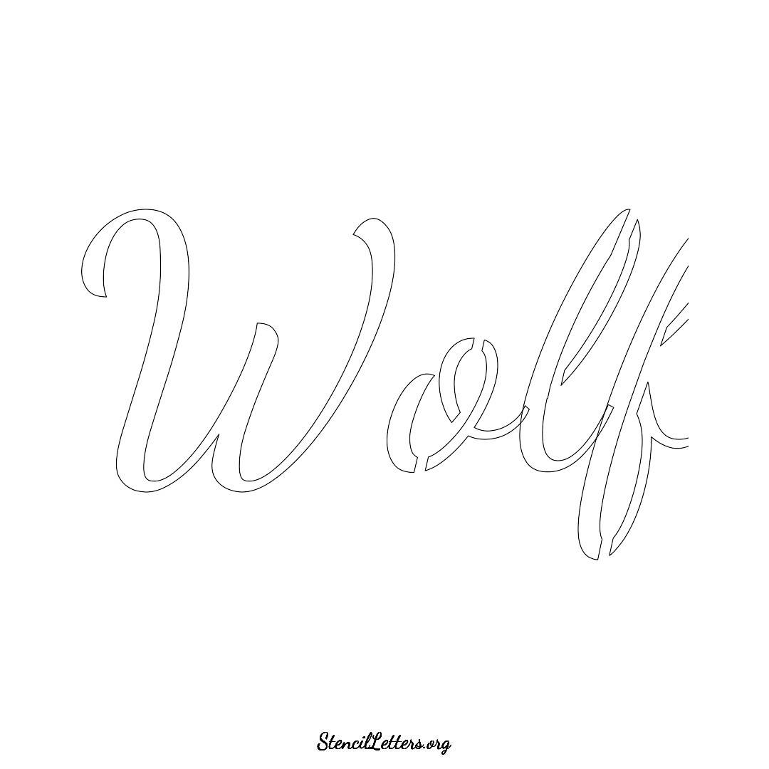 Wolf name stencil in Cursive Script Lettering
