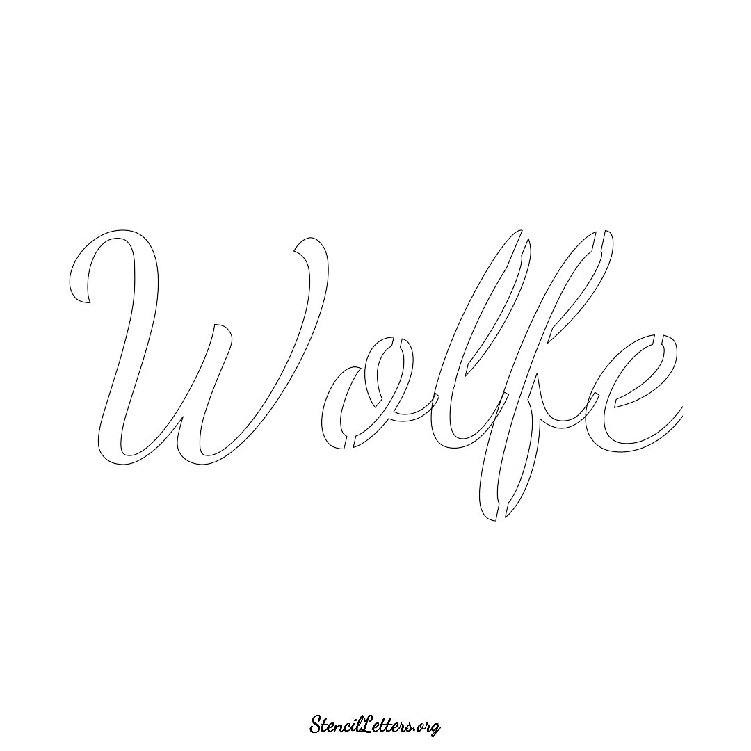 Wolfe name stencil in Cursive Script Lettering
