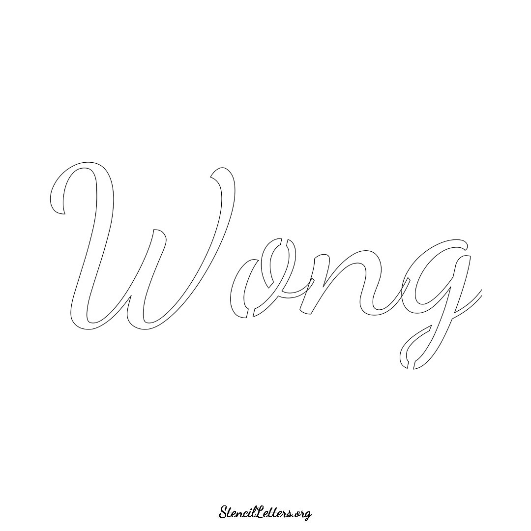 Wong name stencil in Cursive Script Lettering