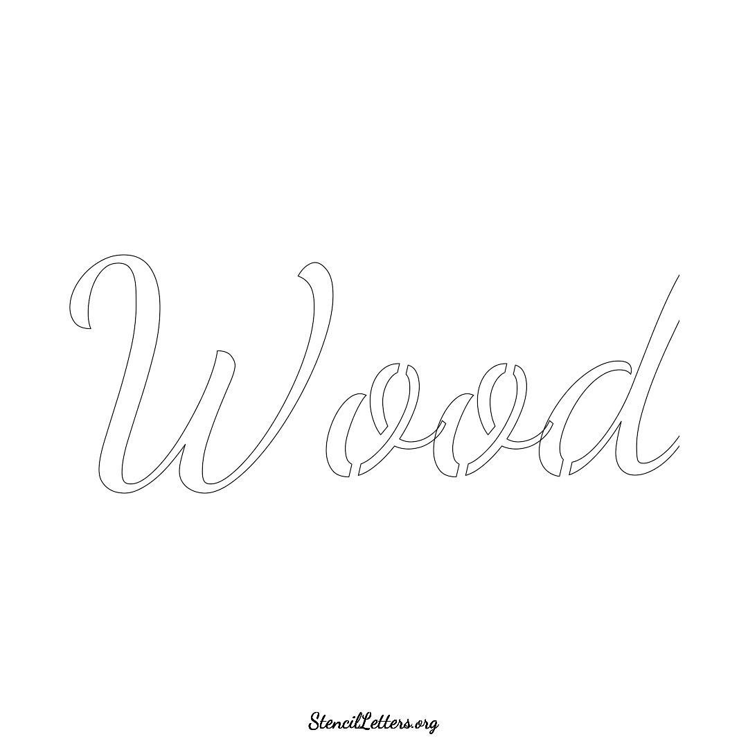 Wood name stencil in Cursive Script Lettering