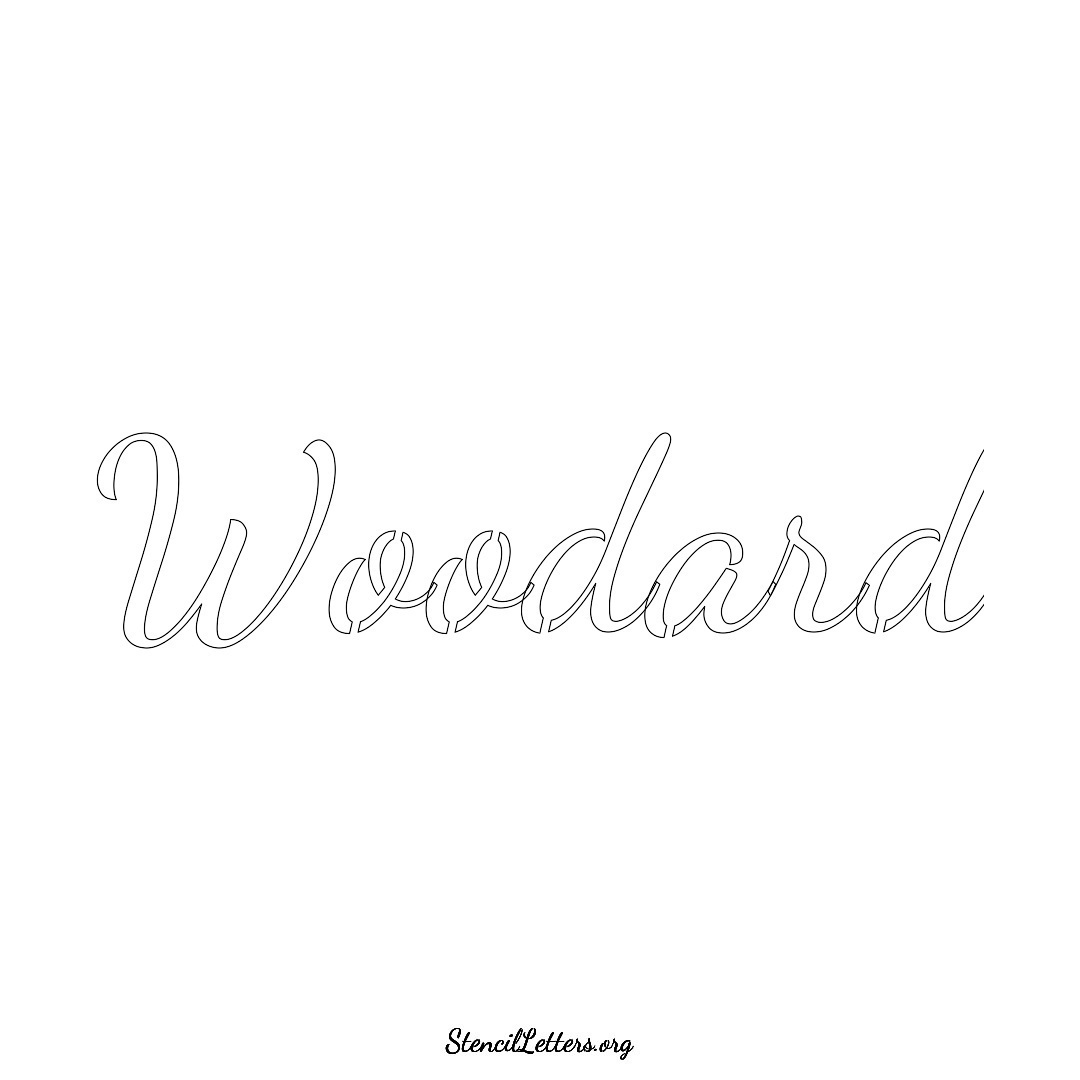 Woodard name stencil in Cursive Script Lettering