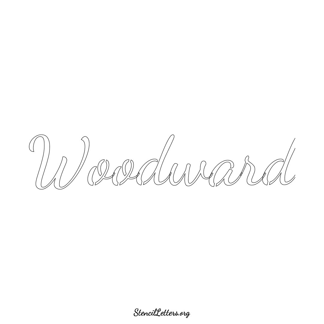 Woodward name stencil in Cursive Script Lettering