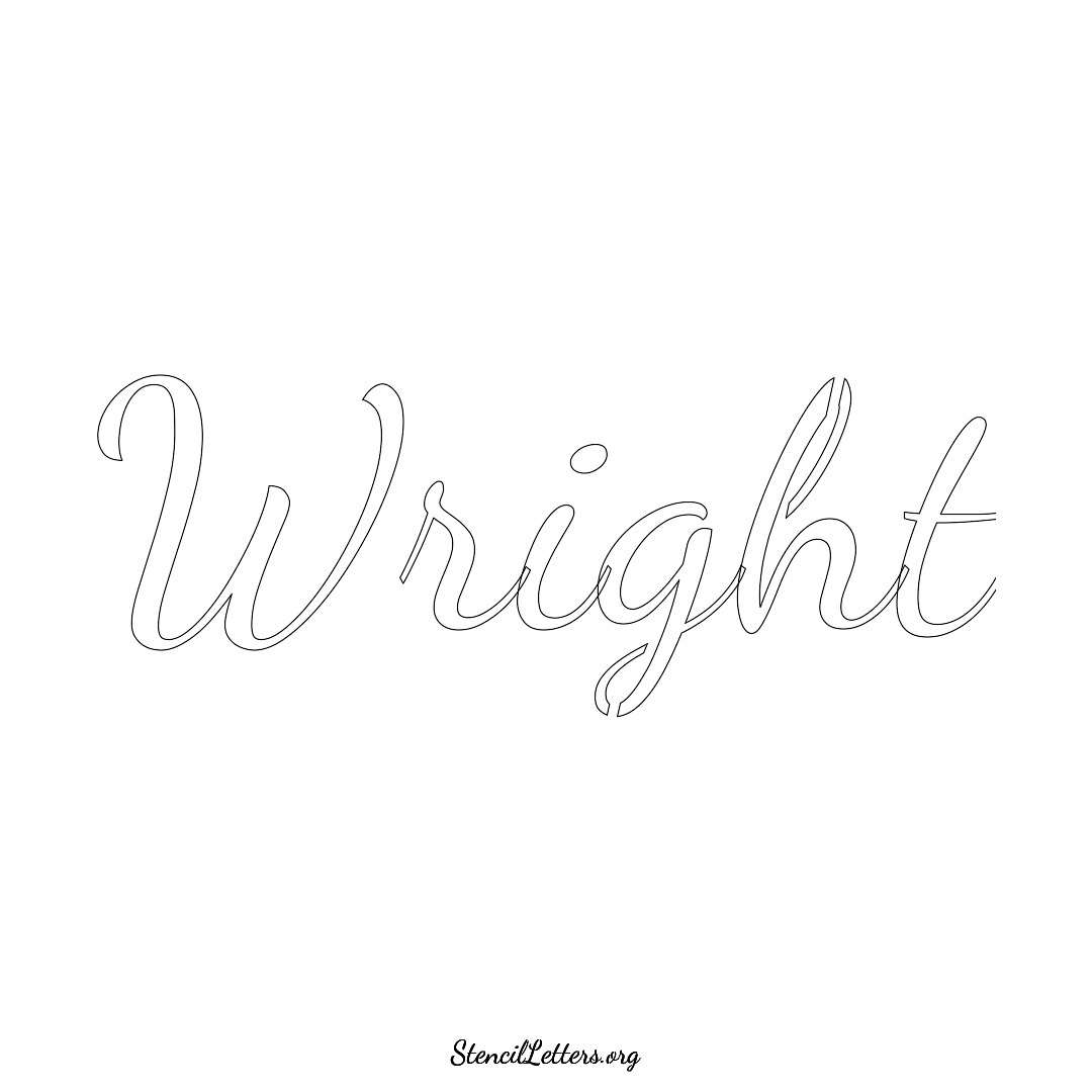 Wright name stencil in Cursive Script Lettering