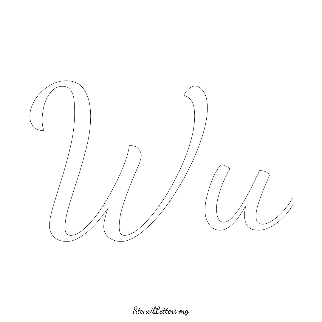 Wu name stencil in Cursive Script Lettering