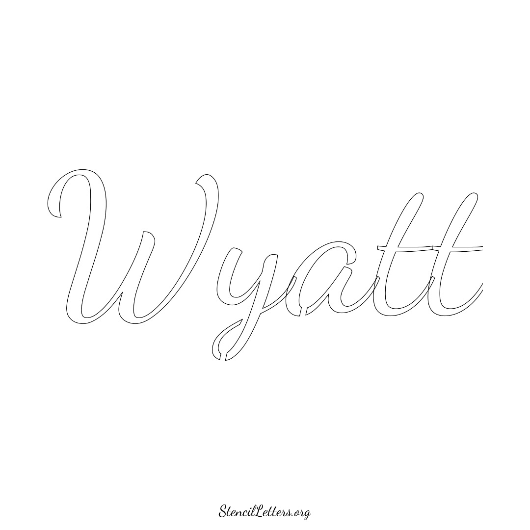 Wyatt name stencil in Cursive Script Lettering