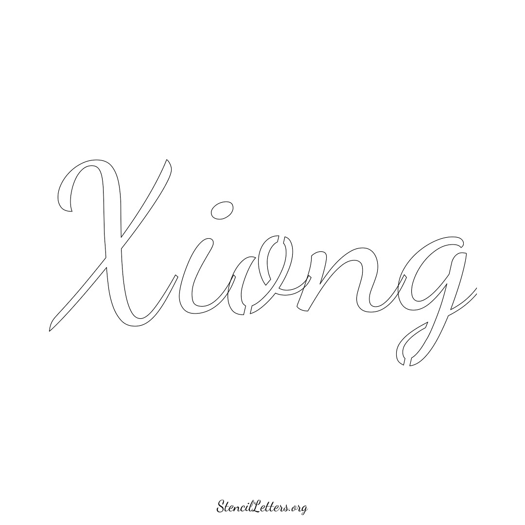 Xiong name stencil in Cursive Script Lettering