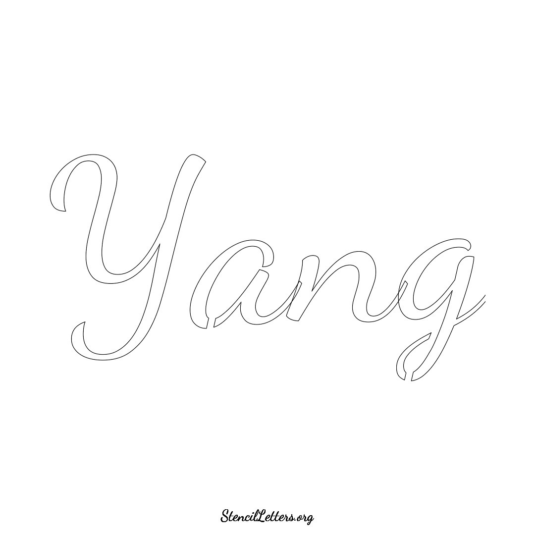 Yang name stencil in Cursive Script Lettering