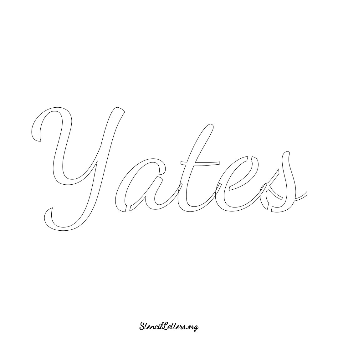 Yates name stencil in Cursive Script Lettering