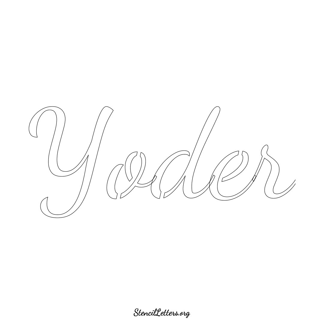 Yoder name stencil in Cursive Script Lettering