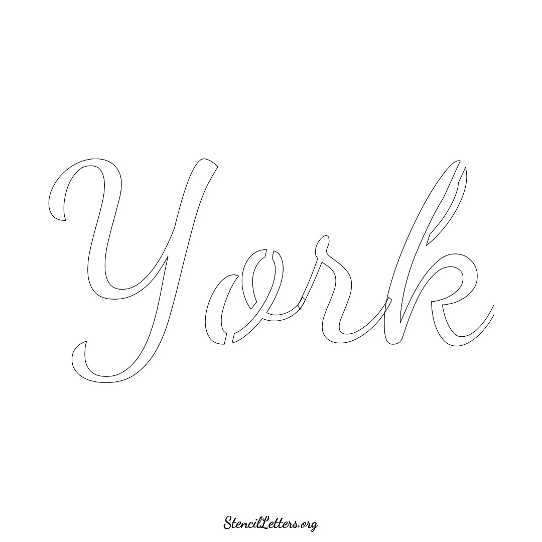 York name stencil in Cursive Script Lettering