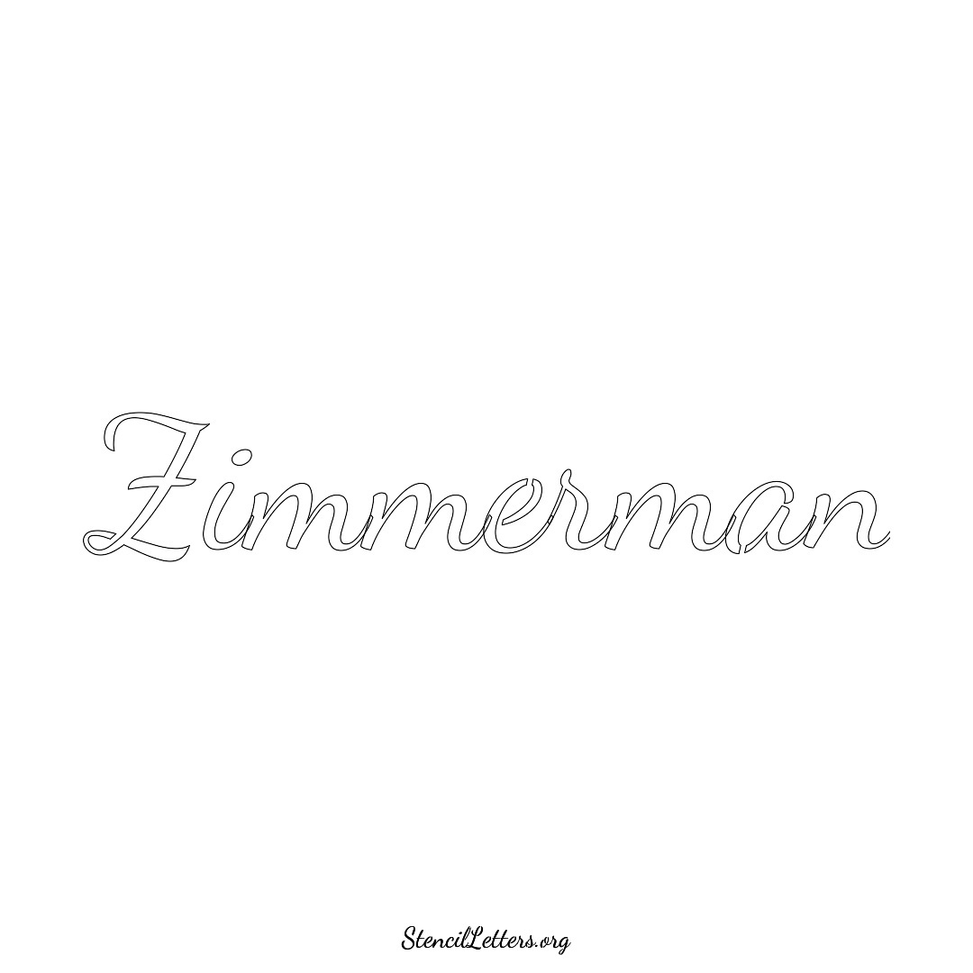 Zimmerman name stencil in Cursive Script Lettering