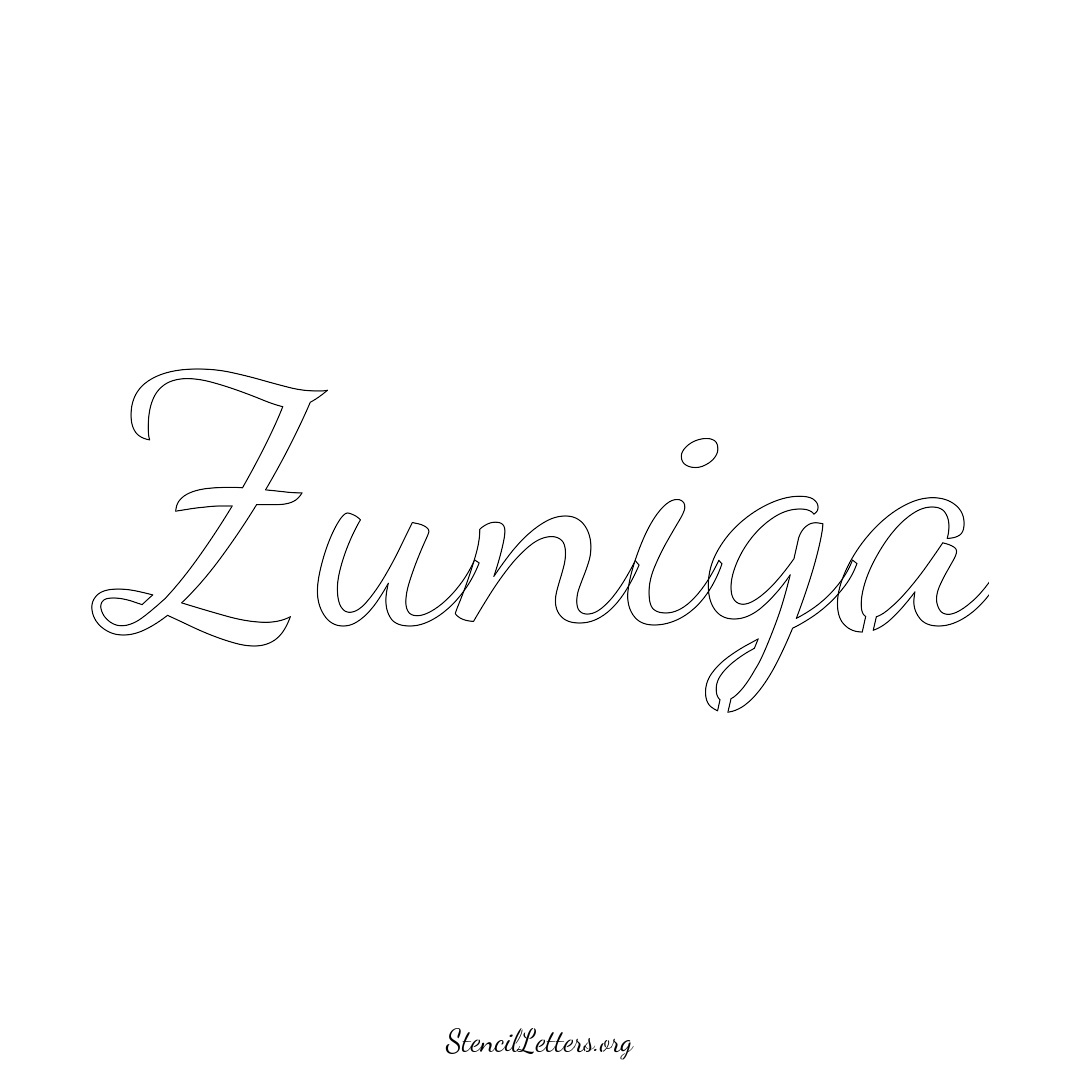 Zuniga name stencil in Cursive Script Lettering
