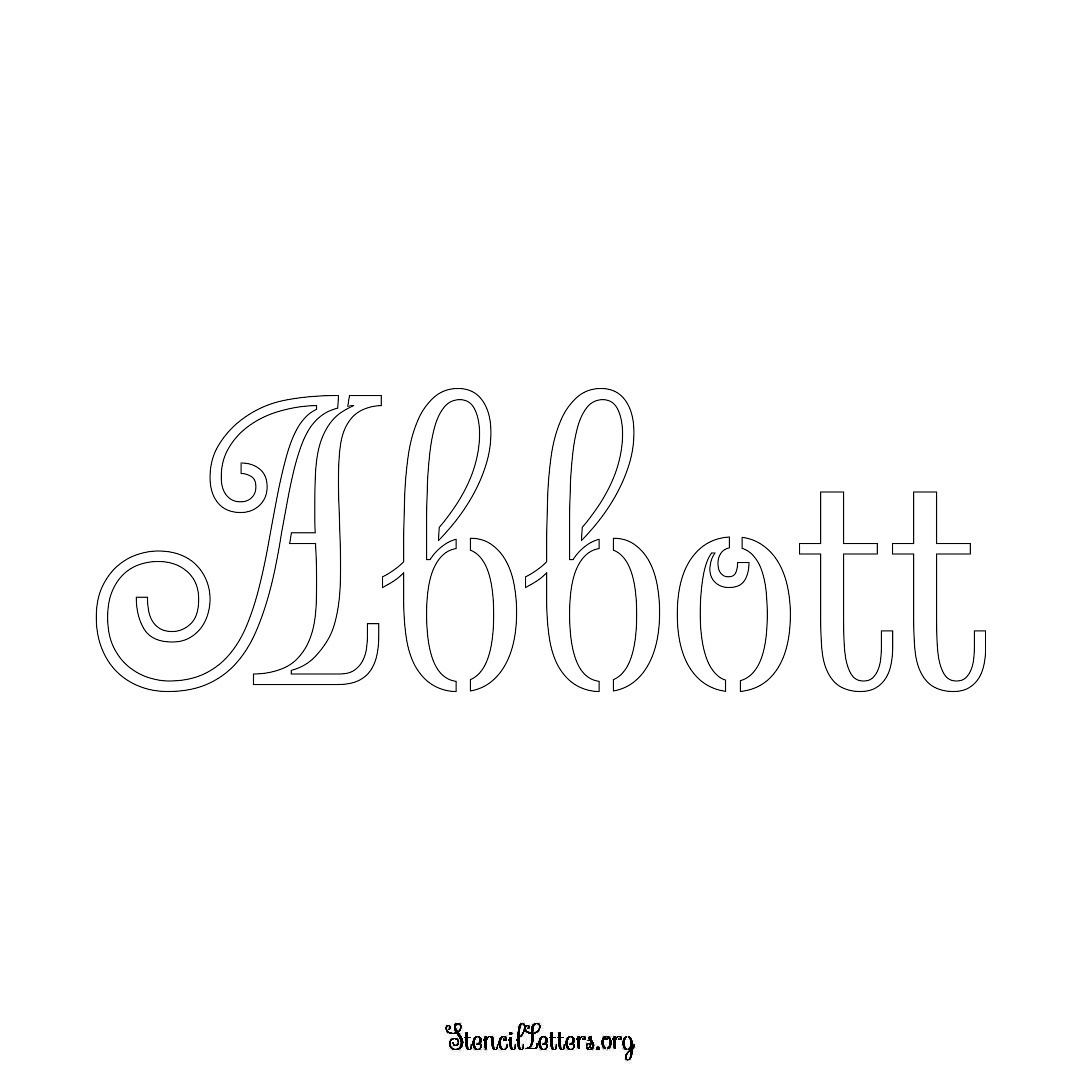 Abbott name stencil in Ornamental Cursive Lettering