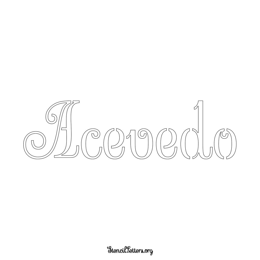 Acevedo name stencil in Ornamental Cursive Lettering