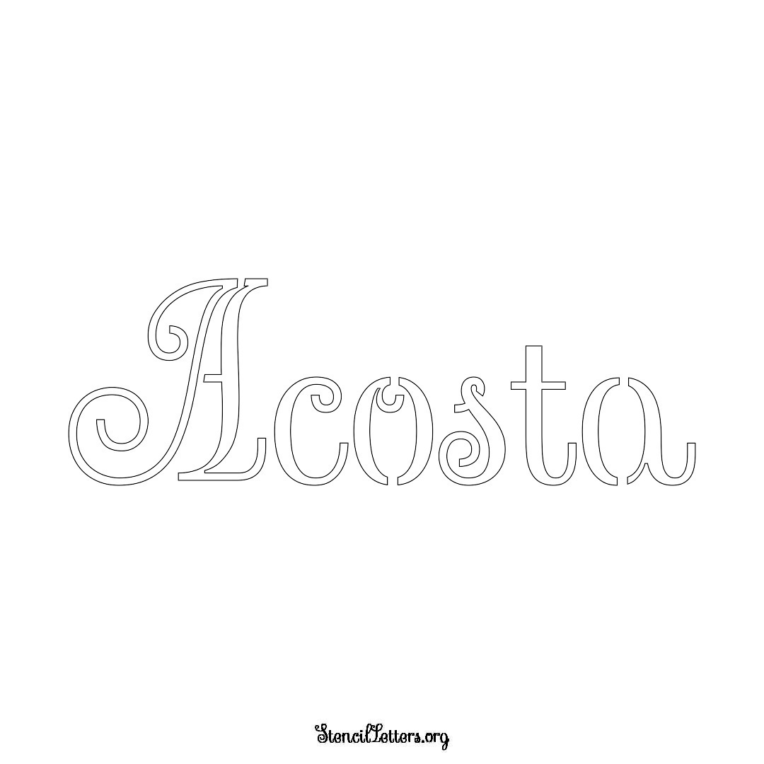 Acosta name stencil in Ornamental Cursive Lettering