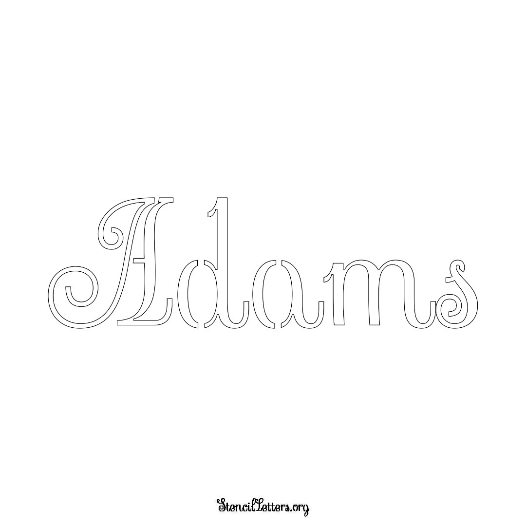 Adams name stencil in Ornamental Cursive Lettering