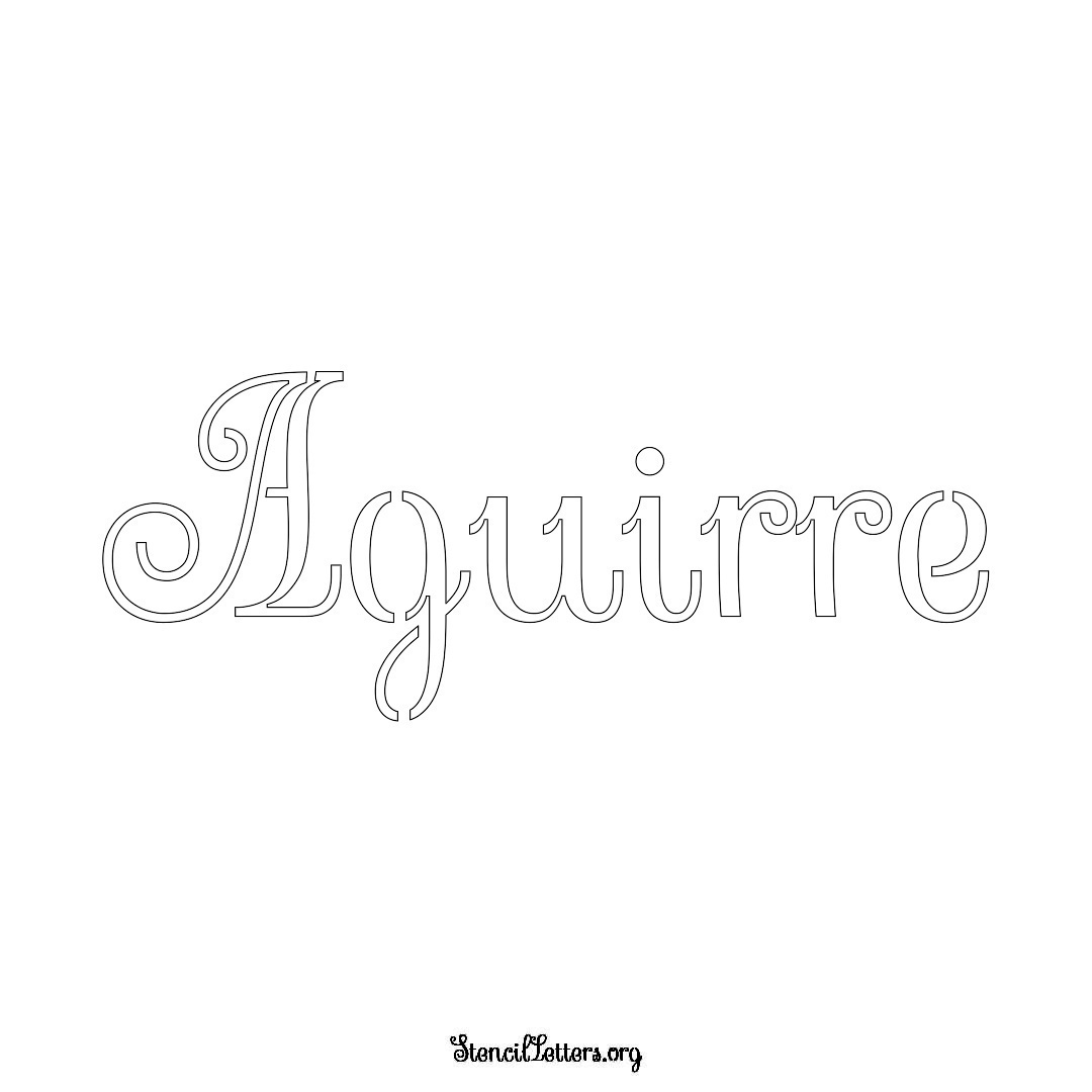 Aguirre name stencil in Ornamental Cursive Lettering