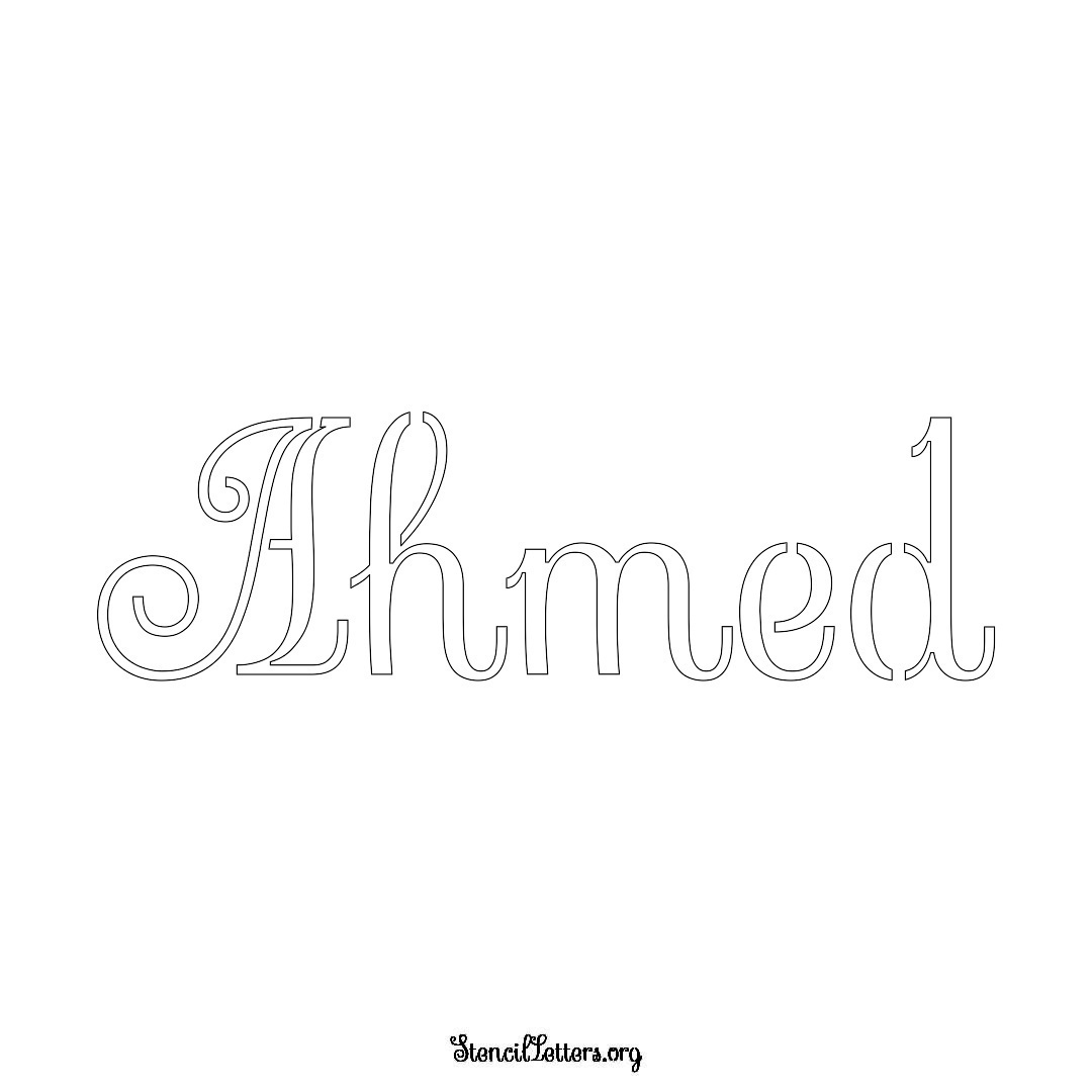 Ahmed name stencil in Ornamental Cursive Lettering