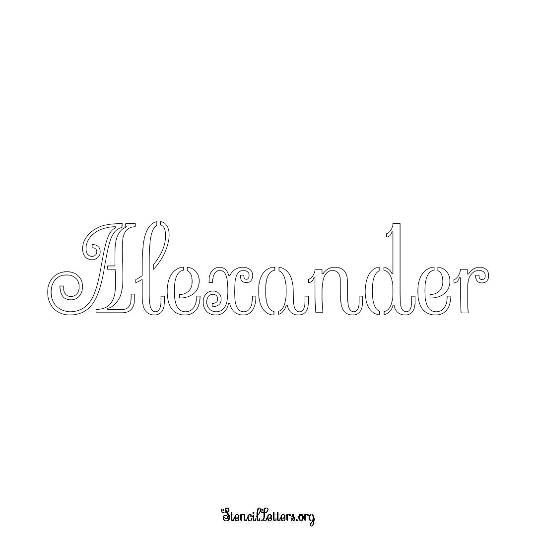 Alexander name stencil in Ornamental Cursive Lettering