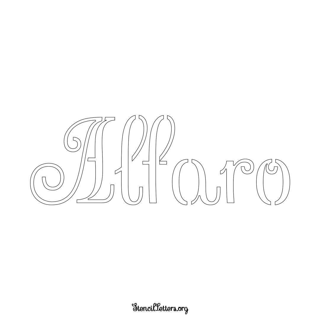 Alfaro name stencil in Ornamental Cursive Lettering