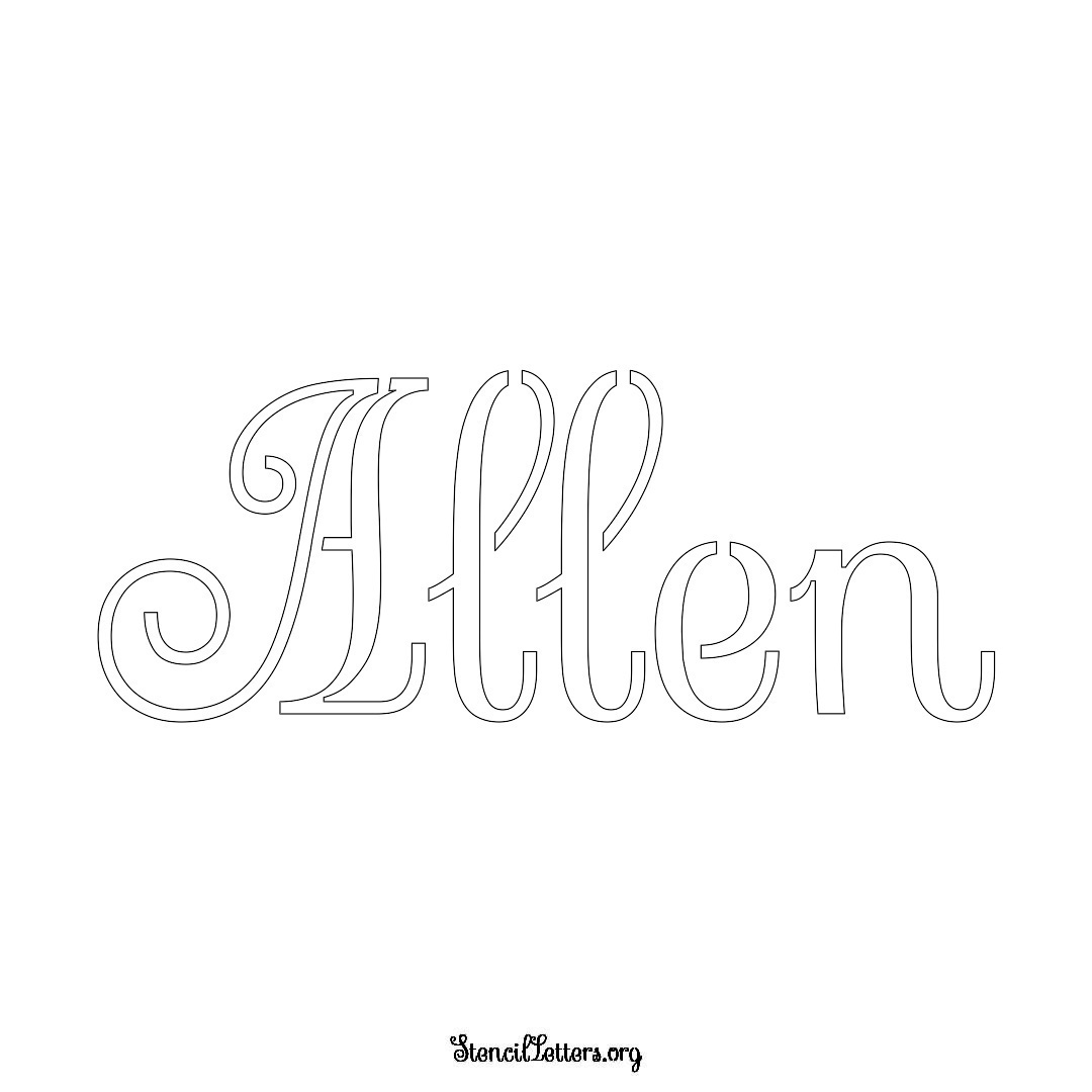 Allen name stencil in Ornamental Cursive Lettering