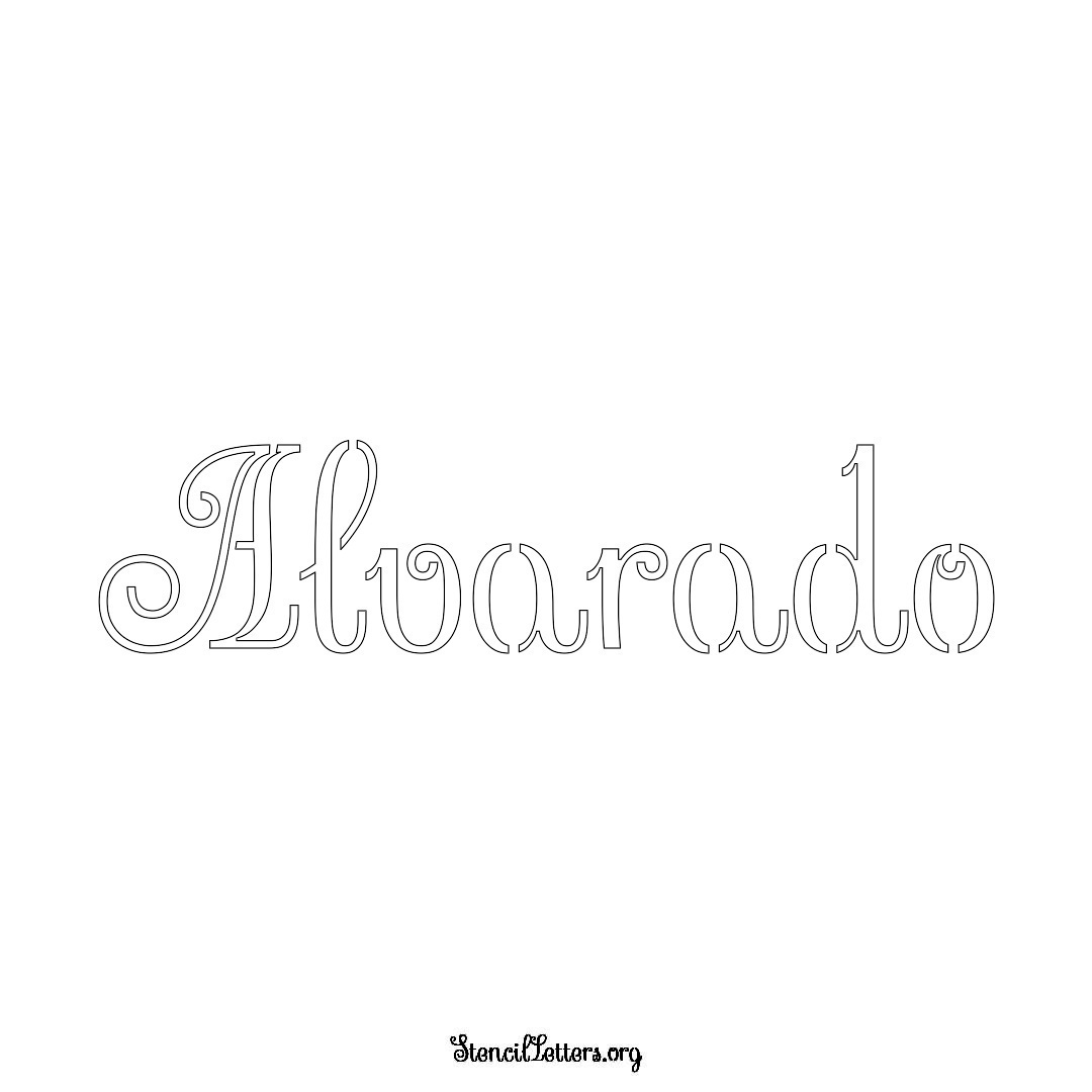 Alvarado name stencil in Ornamental Cursive Lettering