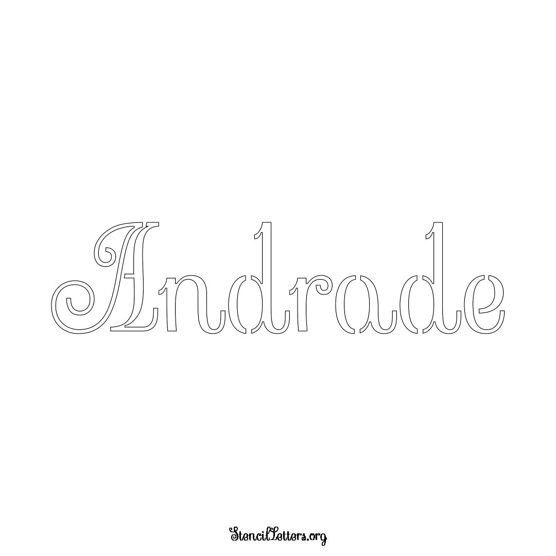 Andrade name stencil in Ornamental Cursive Lettering