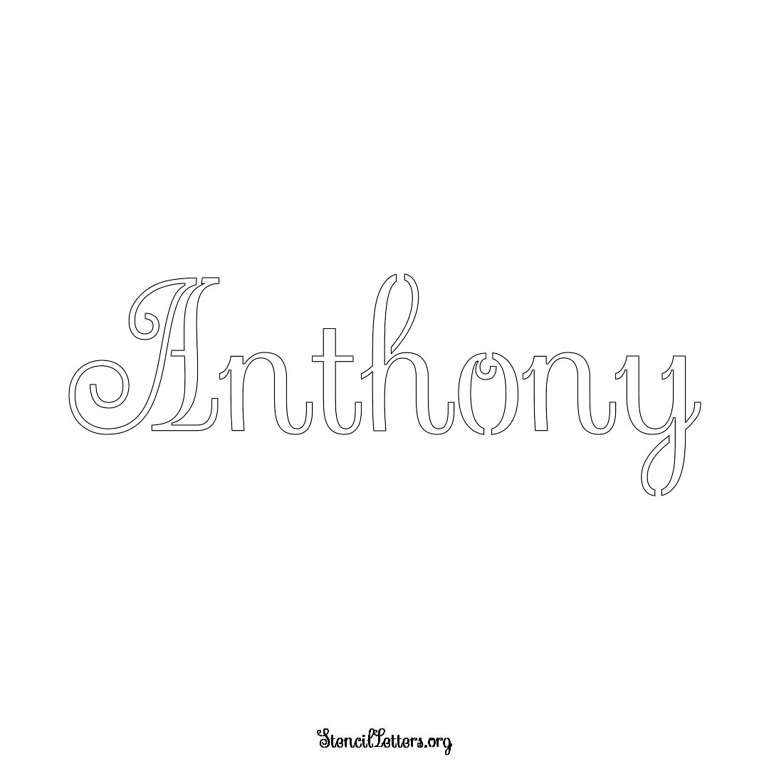 Anthony name stencil in Ornamental Cursive Lettering