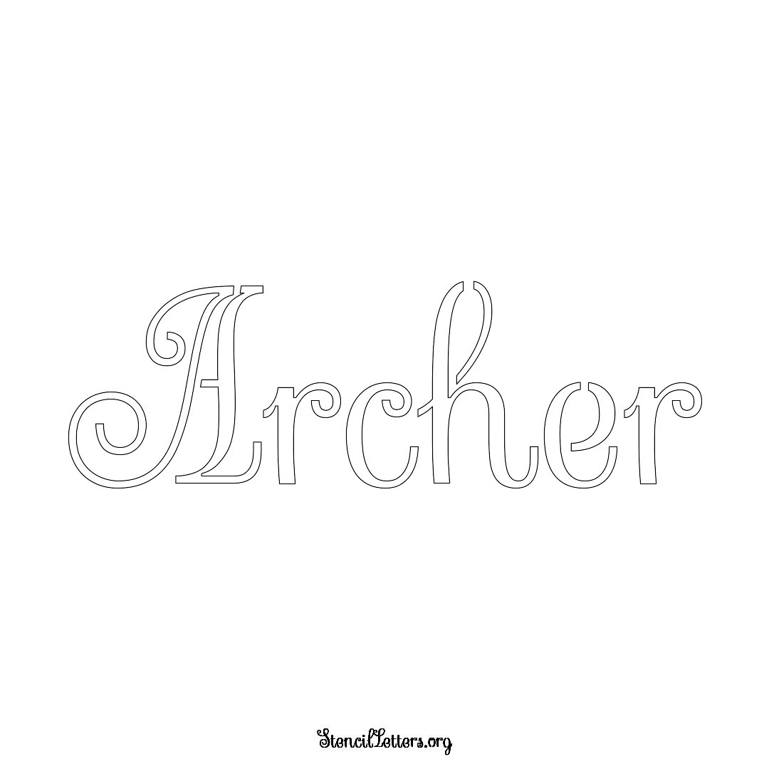 Archer name stencil in Ornamental Cursive Lettering