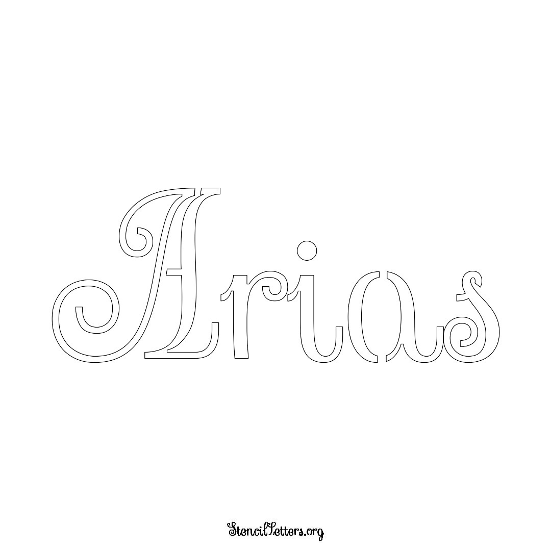 Arias name stencil in Ornamental Cursive Lettering