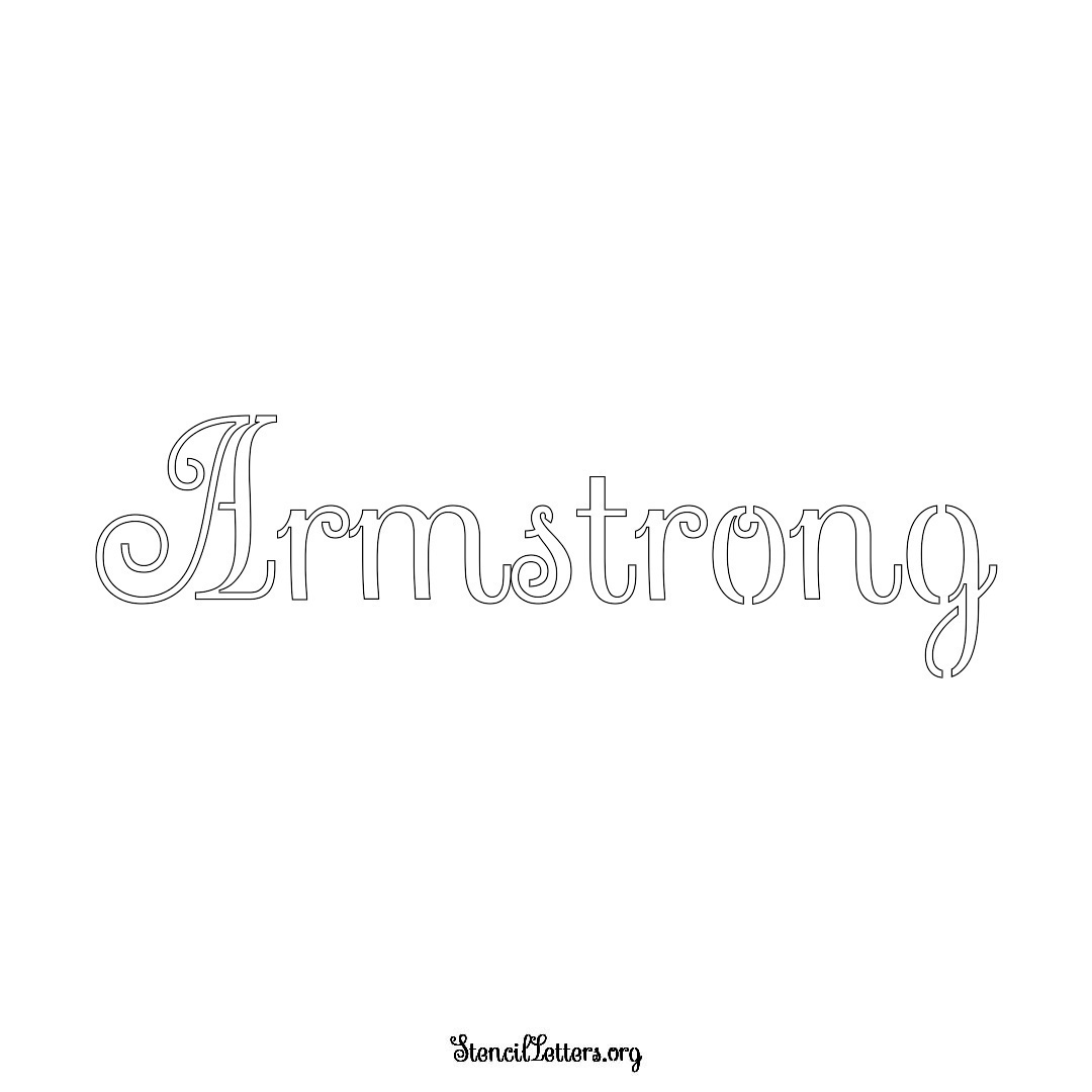 Armstrong name stencil in Ornamental Cursive Lettering