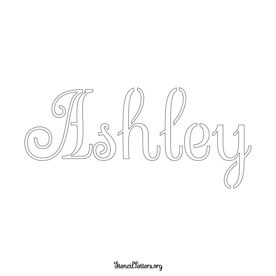 Ashley name stencil in Ornamental Cursive Lettering