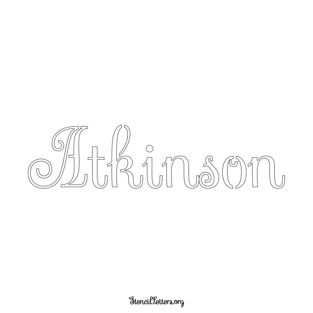 Atkinson name stencil in Ornamental Cursive Lettering
