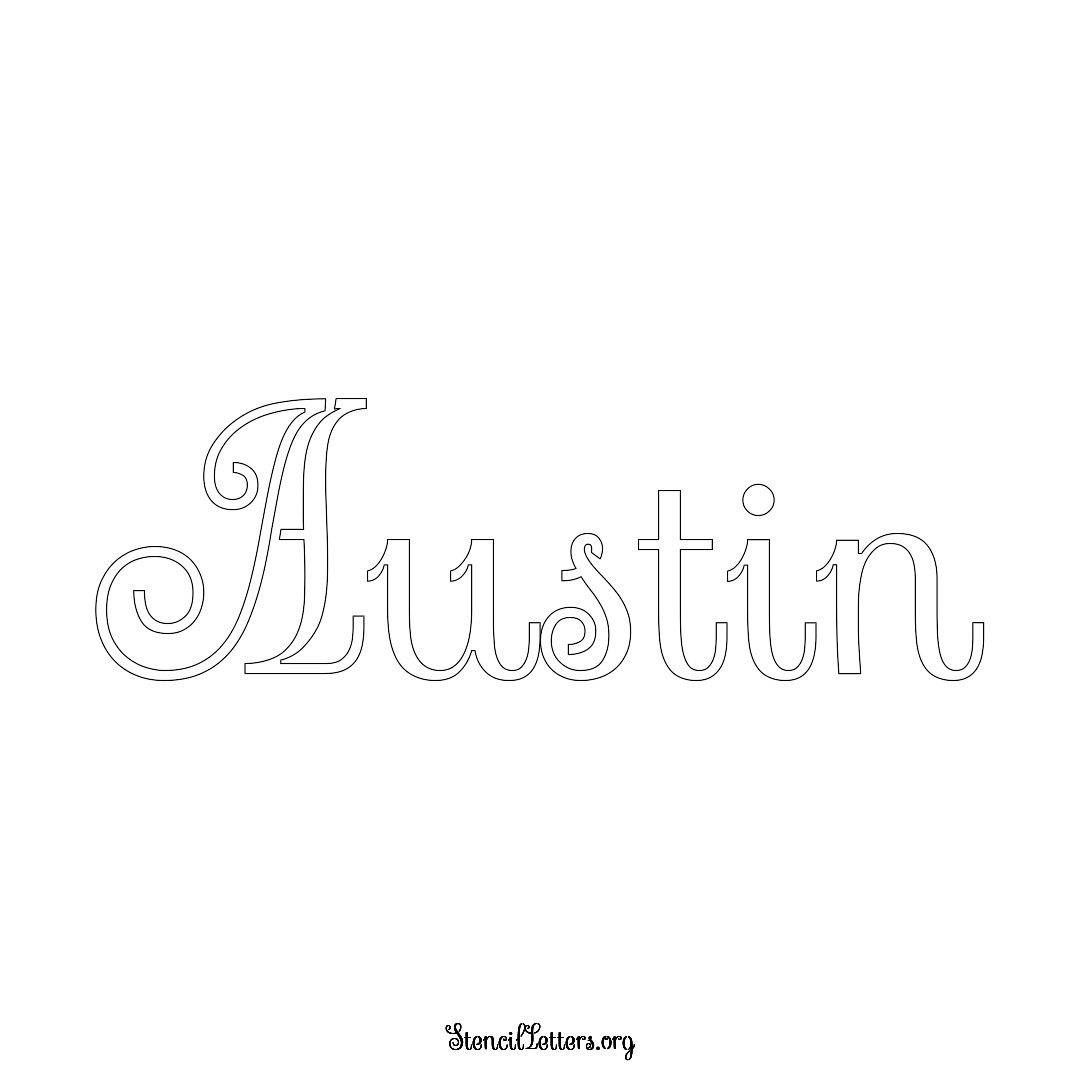 Austin name stencil in Ornamental Cursive Lettering