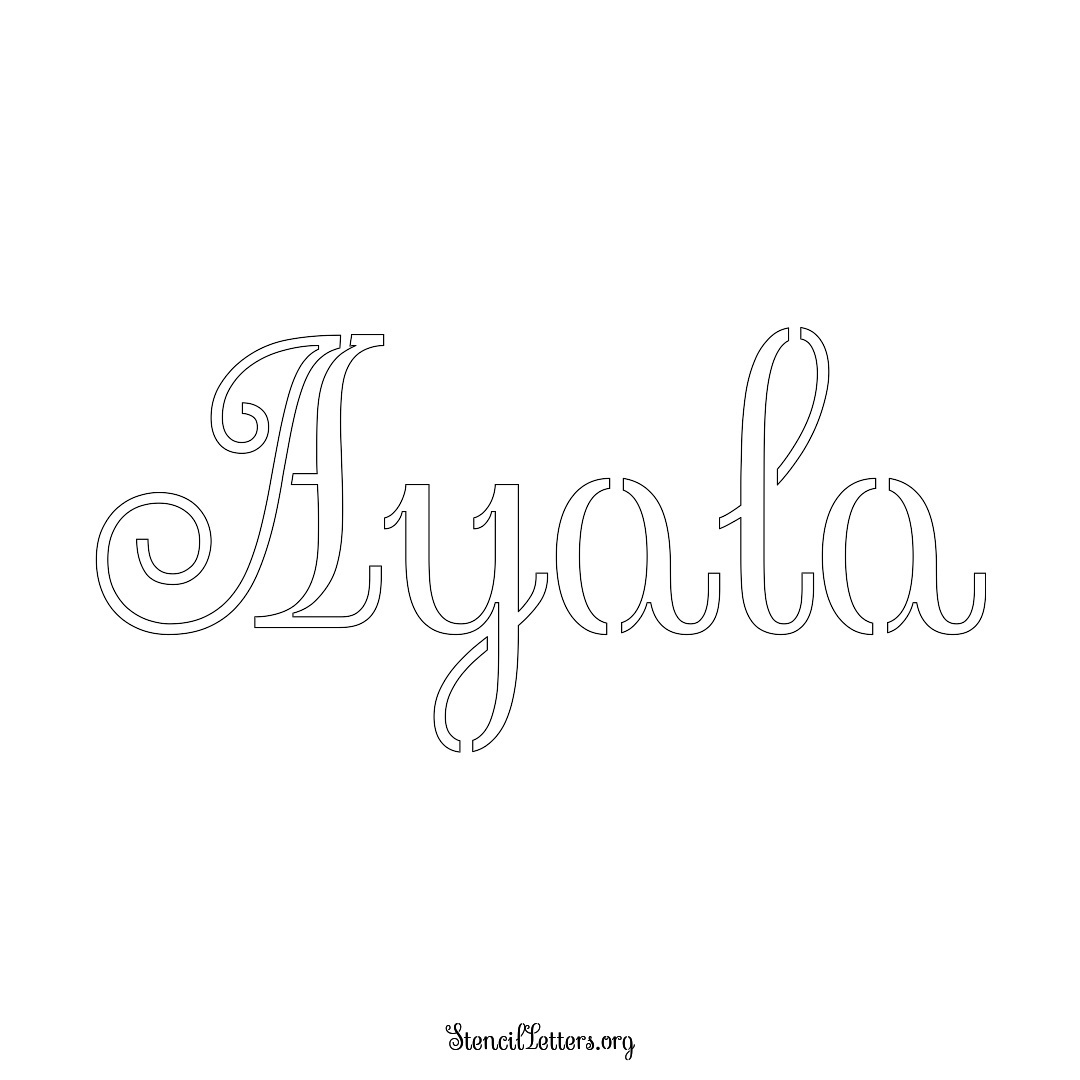 Ayala name stencil in Ornamental Cursive Lettering
