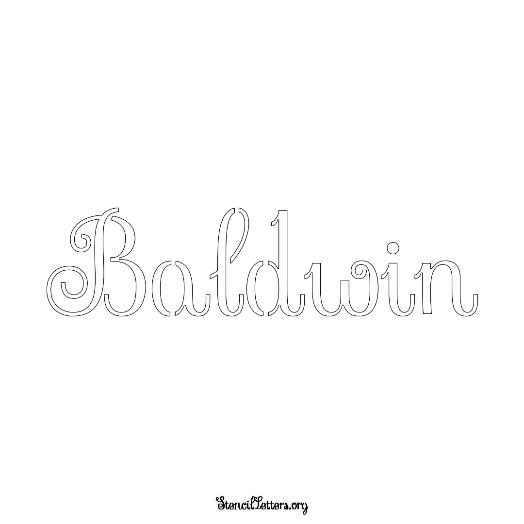 Baldwin name stencil in Ornamental Cursive Lettering