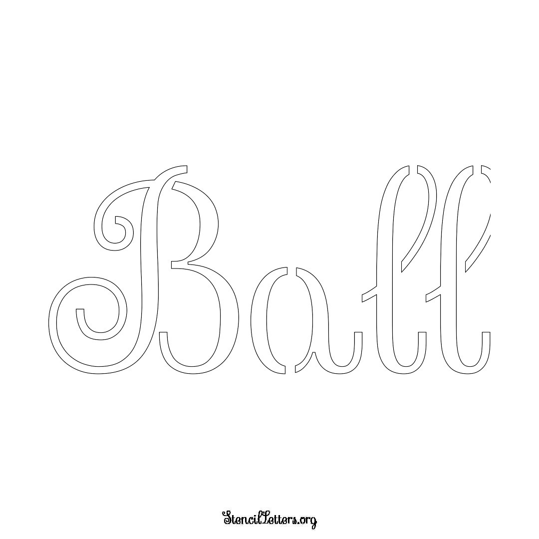 Ball name stencil in Ornamental Cursive Lettering