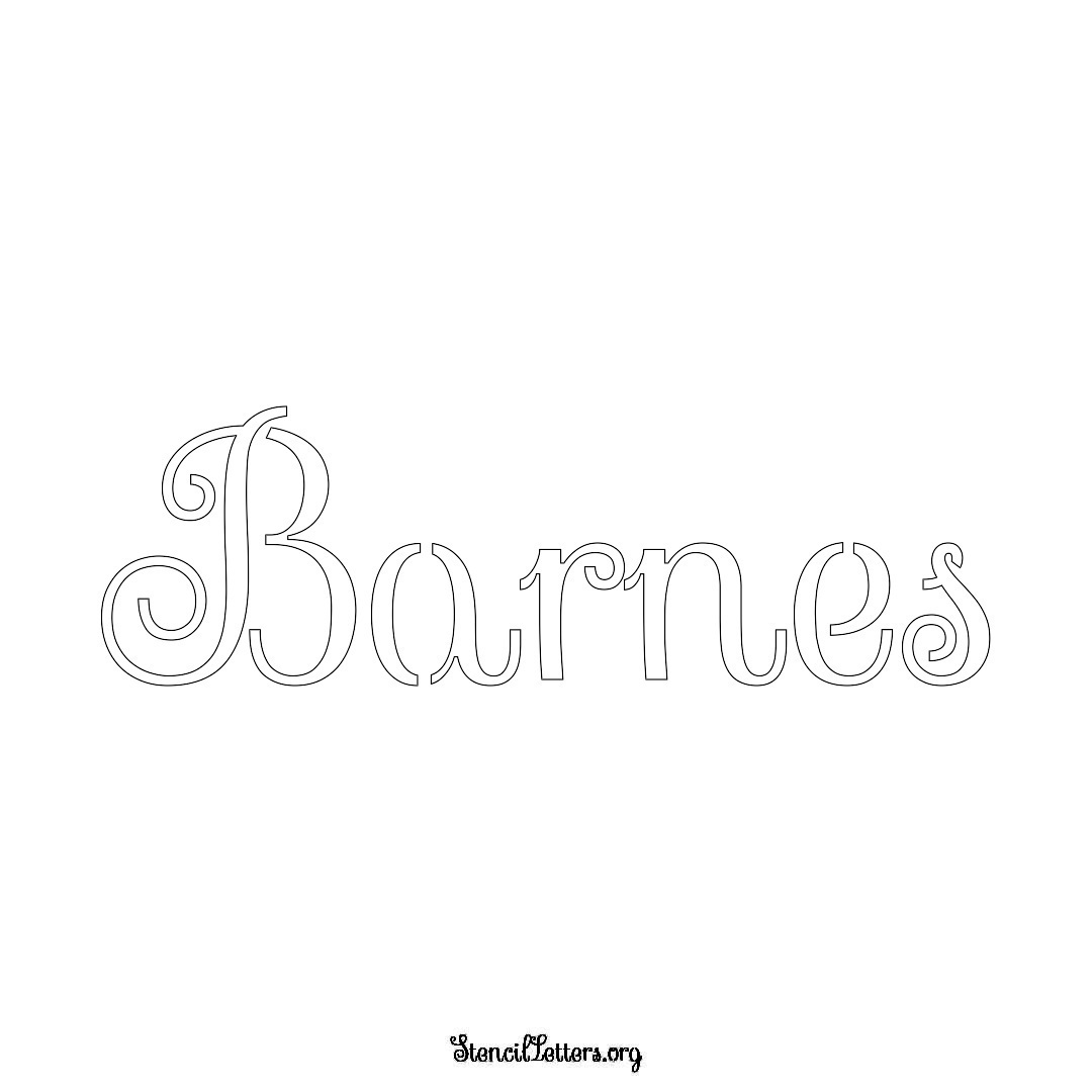 Barnes name stencil in Ornamental Cursive Lettering