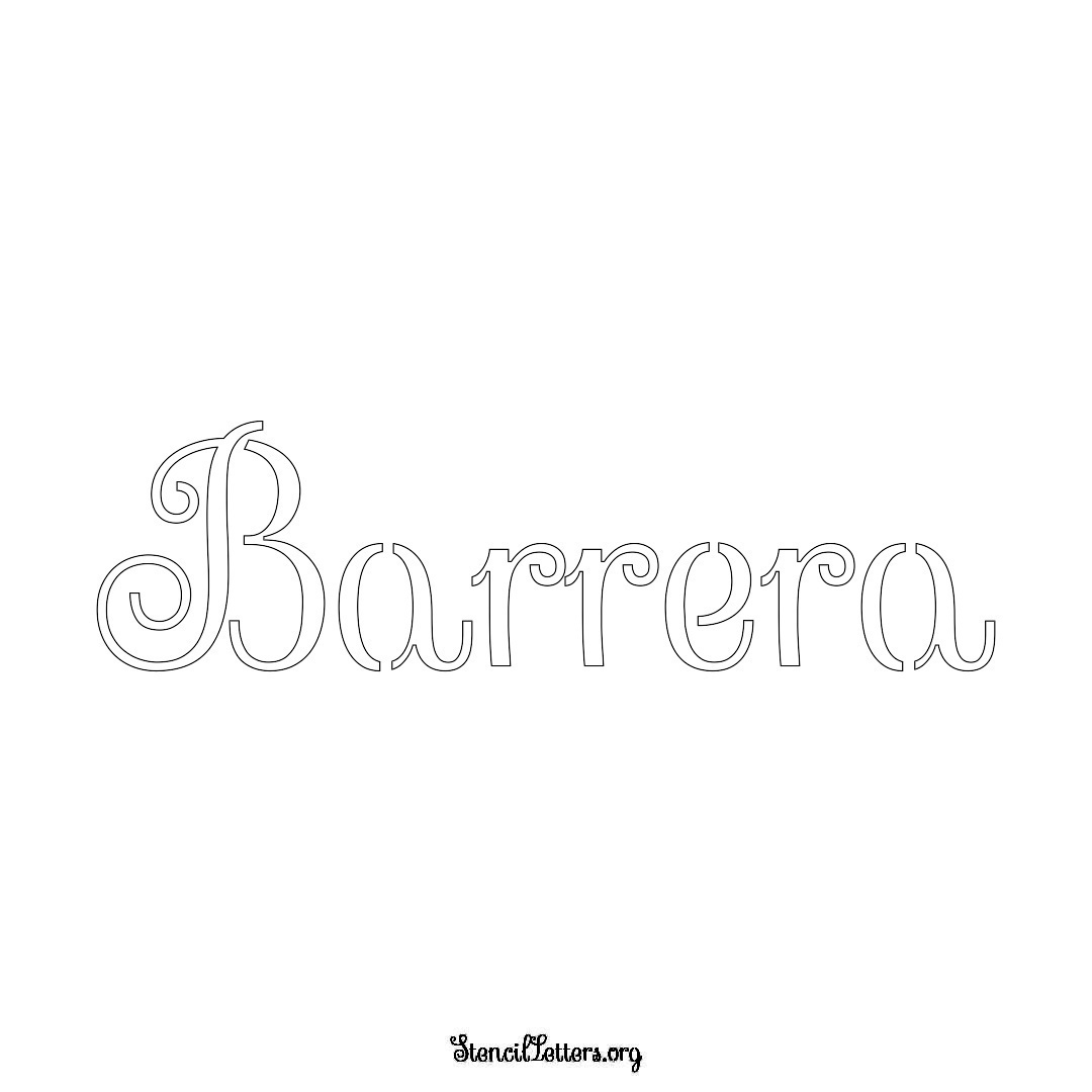 Barrera name stencil in Ornamental Cursive Lettering