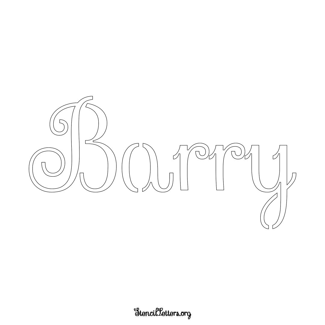 Barry name stencil in Ornamental Cursive Lettering