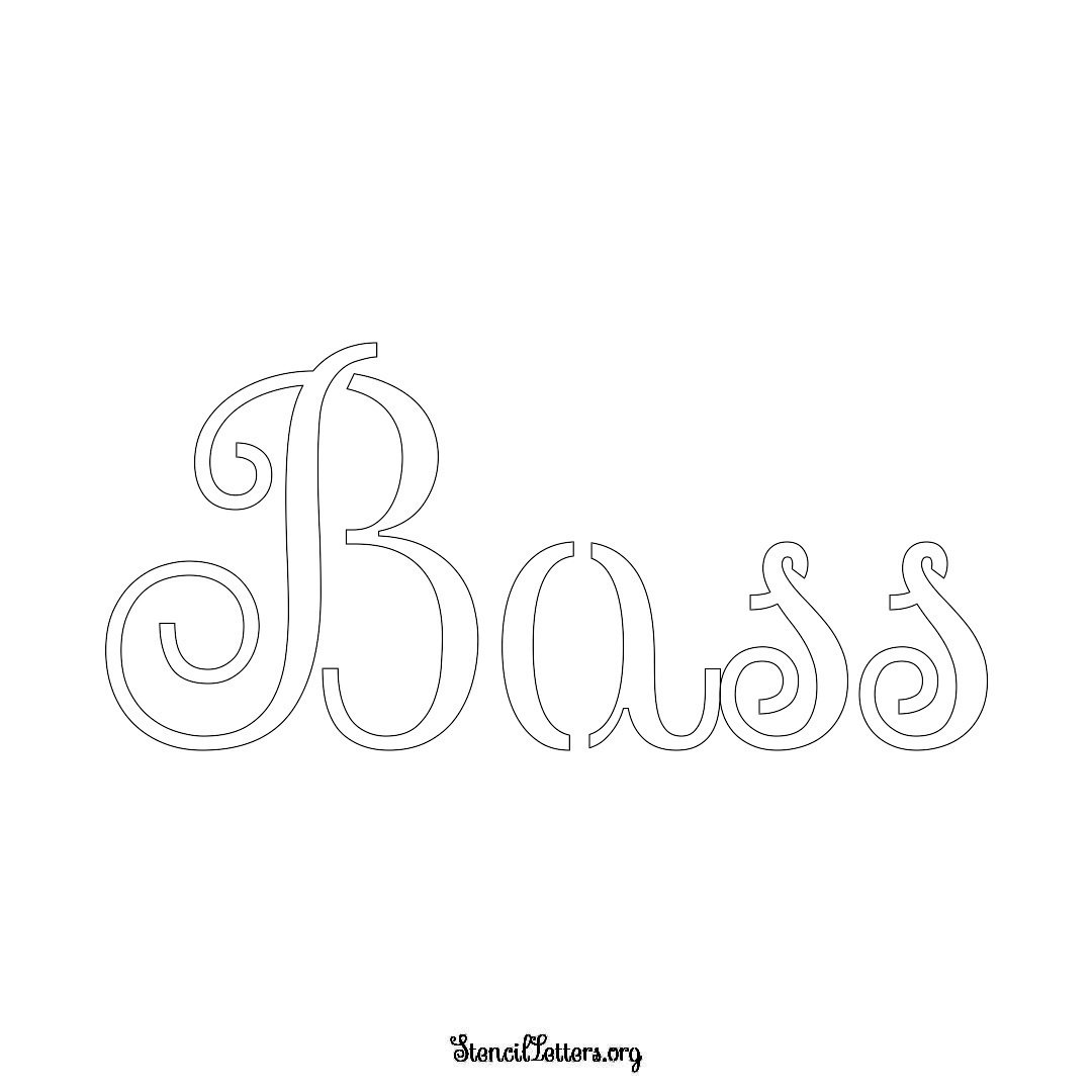 Bass name stencil in Ornamental Cursive Lettering