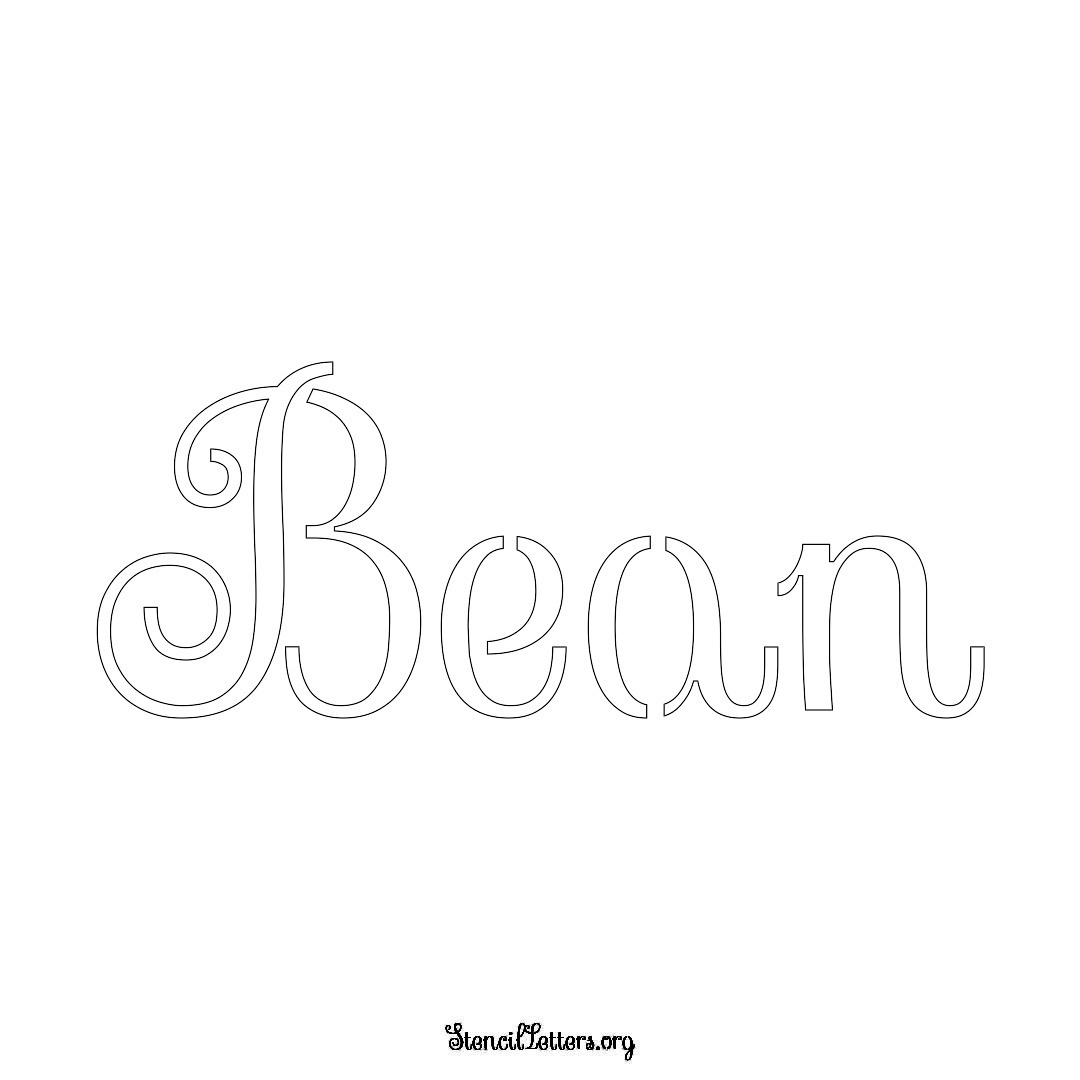 Bean name stencil in Ornamental Cursive Lettering