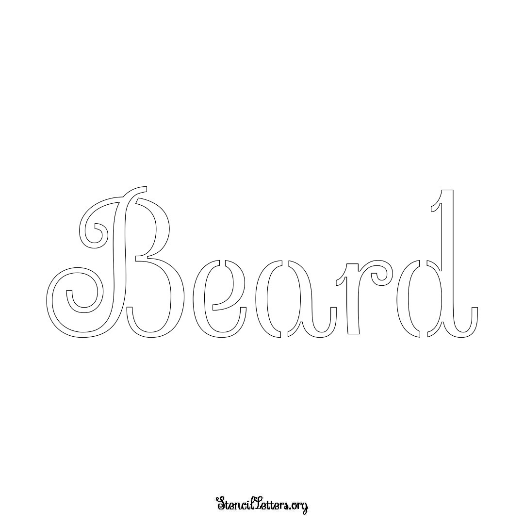 Beard name stencil in Ornamental Cursive Lettering