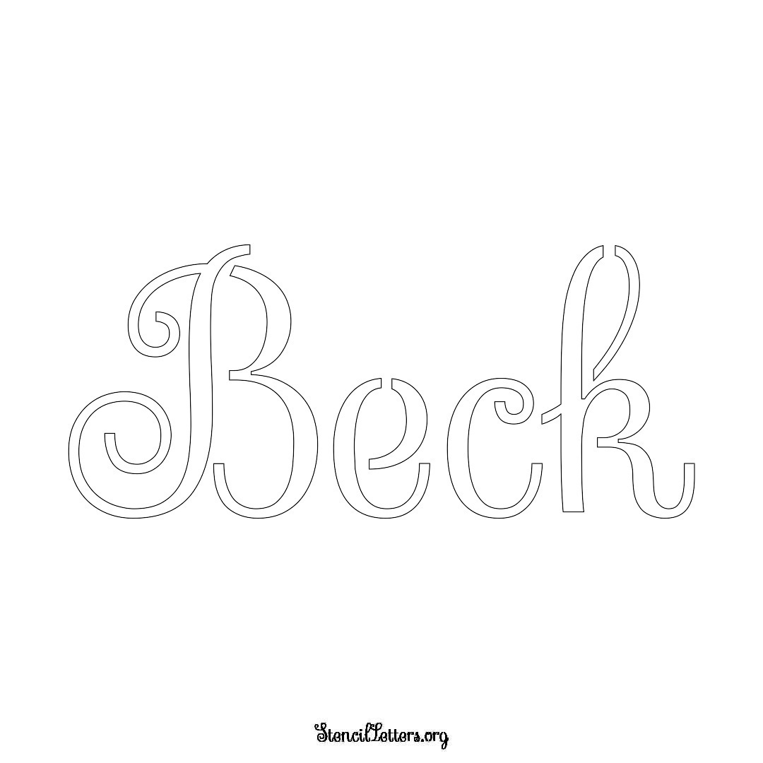 Beck name stencil in Ornamental Cursive Lettering