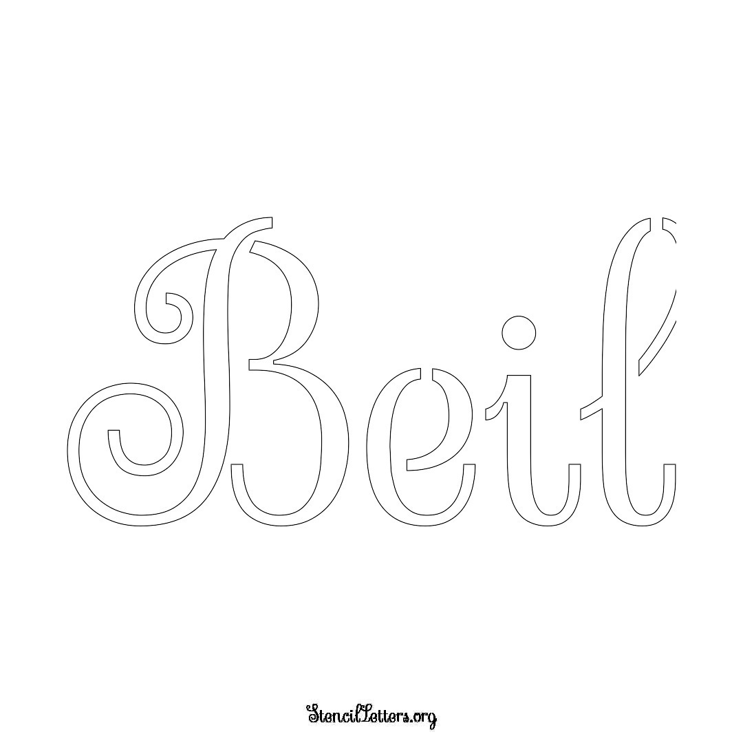 Beil name stencil in Ornamental Cursive Lettering