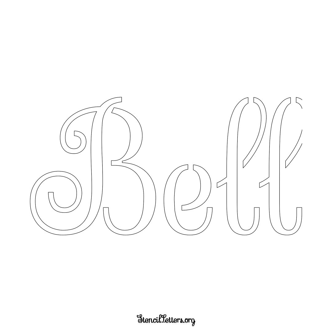 Bell name stencil in Ornamental Cursive Lettering