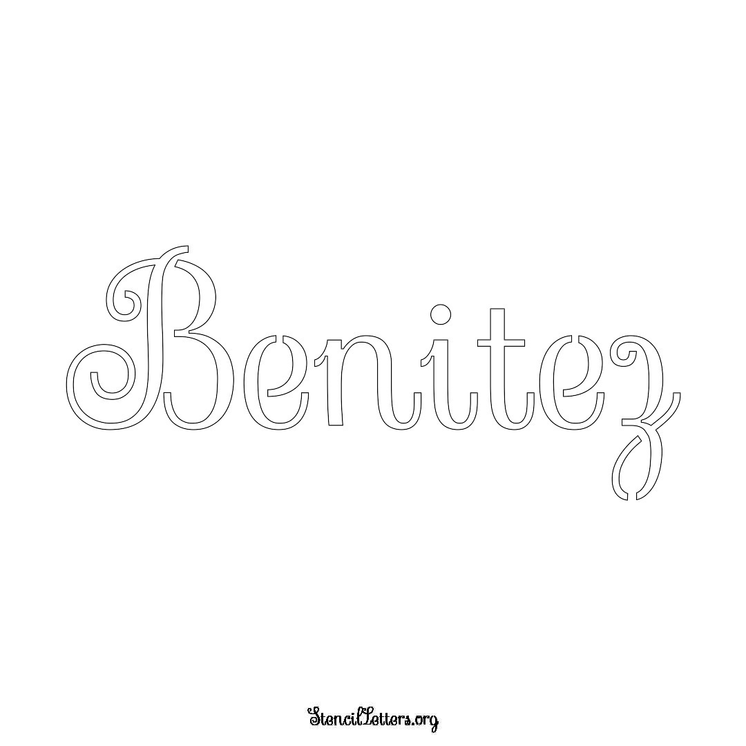 Benitez name stencil in Ornamental Cursive Lettering